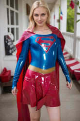 Women Latex Dress Super Girl Costume cosplay