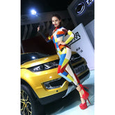 Women Latex Catsuits Colorful Candy with Geometric Design