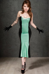 Women Latex Dress Low Cut Strapless Mermaid Gown