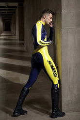 Man Latex Catsuits T Age Moto Biker