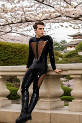 Man Latex Catsuits Back Me Up Two Tones