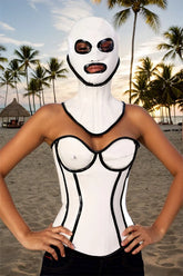 Women White Latex Corsets Da Hourglass Effect Design