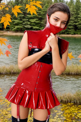 Women Red Latex Corsets Dress NeckBound More