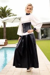 Women Latex Tops Vintage Skirt Set