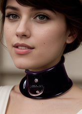 Women Latex Neck Corset Black D Ring Fetish