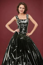 Women Latex Dress Black Evening Gown