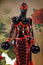 Women Black Latex Jackets Dominatrix Inflatable Set