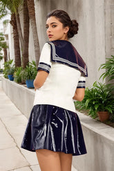 Women Latex Sailor School Uniform Set