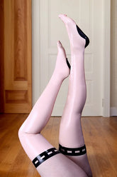 Womens Brianna Pink Latex Stockings