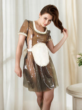 Women Latex Dress Server Semi-Transparent Maid