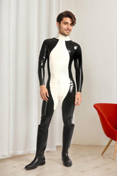 Men Latex Catsuits penguin Back Zipper