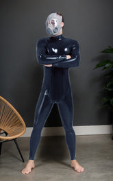 Men Latex Catsuits Nipple Zips Pouch Front