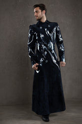 Man Latex Coats Military Style Full-Length Double-Breasted Long Trench