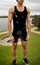 Men Latex Vests Black Sleeveless