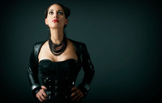 Woman in Black Latex Clothing