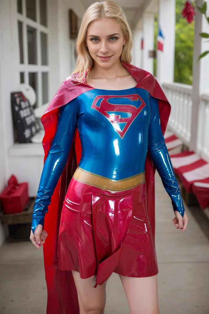 Women Latex Dress Super Girl Costume cosplay
