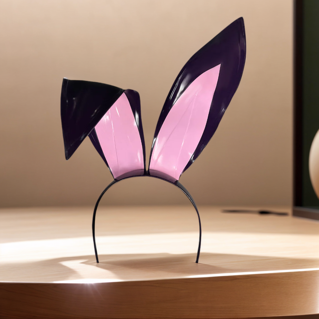 Women Latex Black & Pink Bunny Ear Headdress