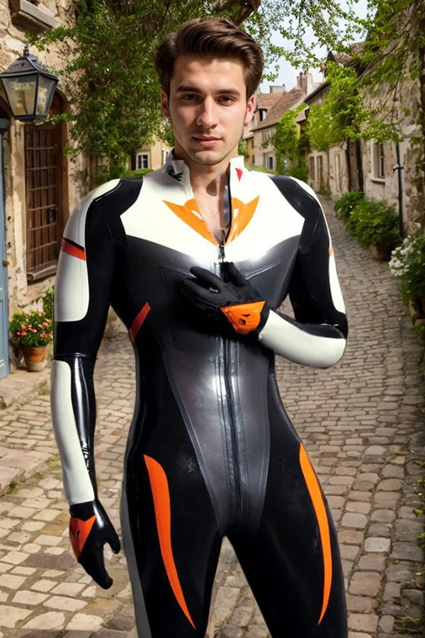 Men  Motogp Latex Catsuits Biker Racing
