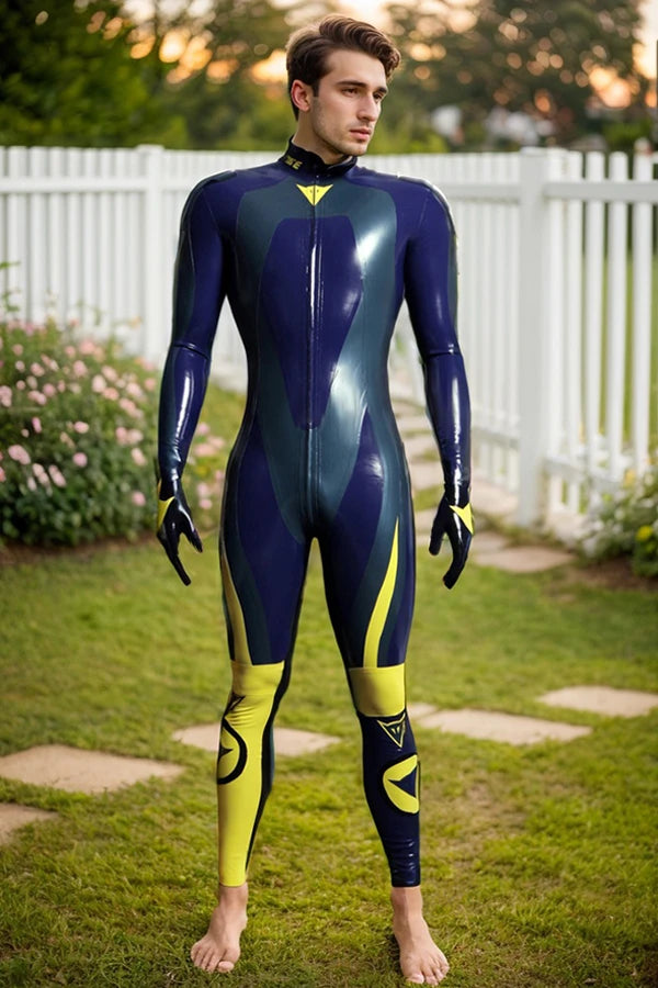 Men Latex Catsuits Biker Racing Motogp