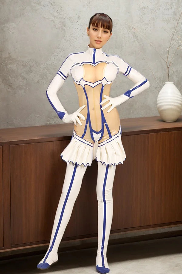 Women Latex Catsuits Satsuki Transparent and White