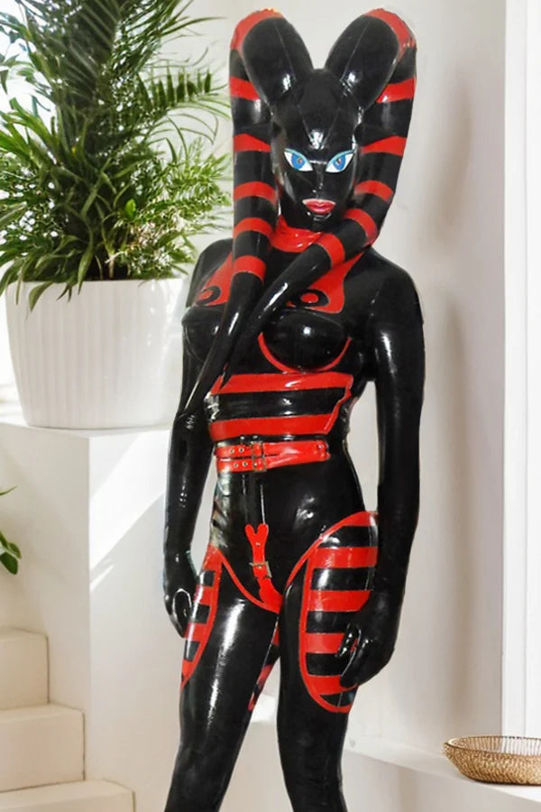 Man Stellar Inflatable Boobs Latex Catsuits