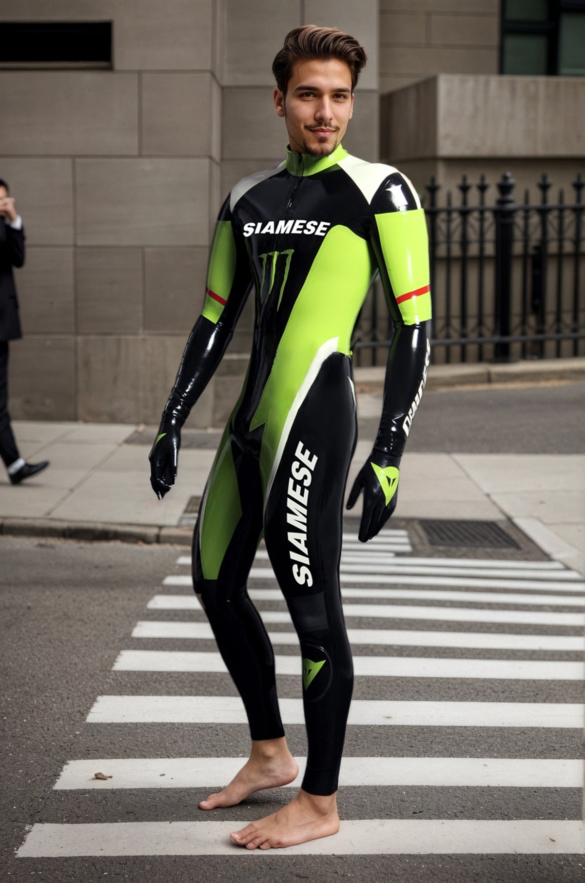 Man Latex Catsuits Motogp Biker Racing