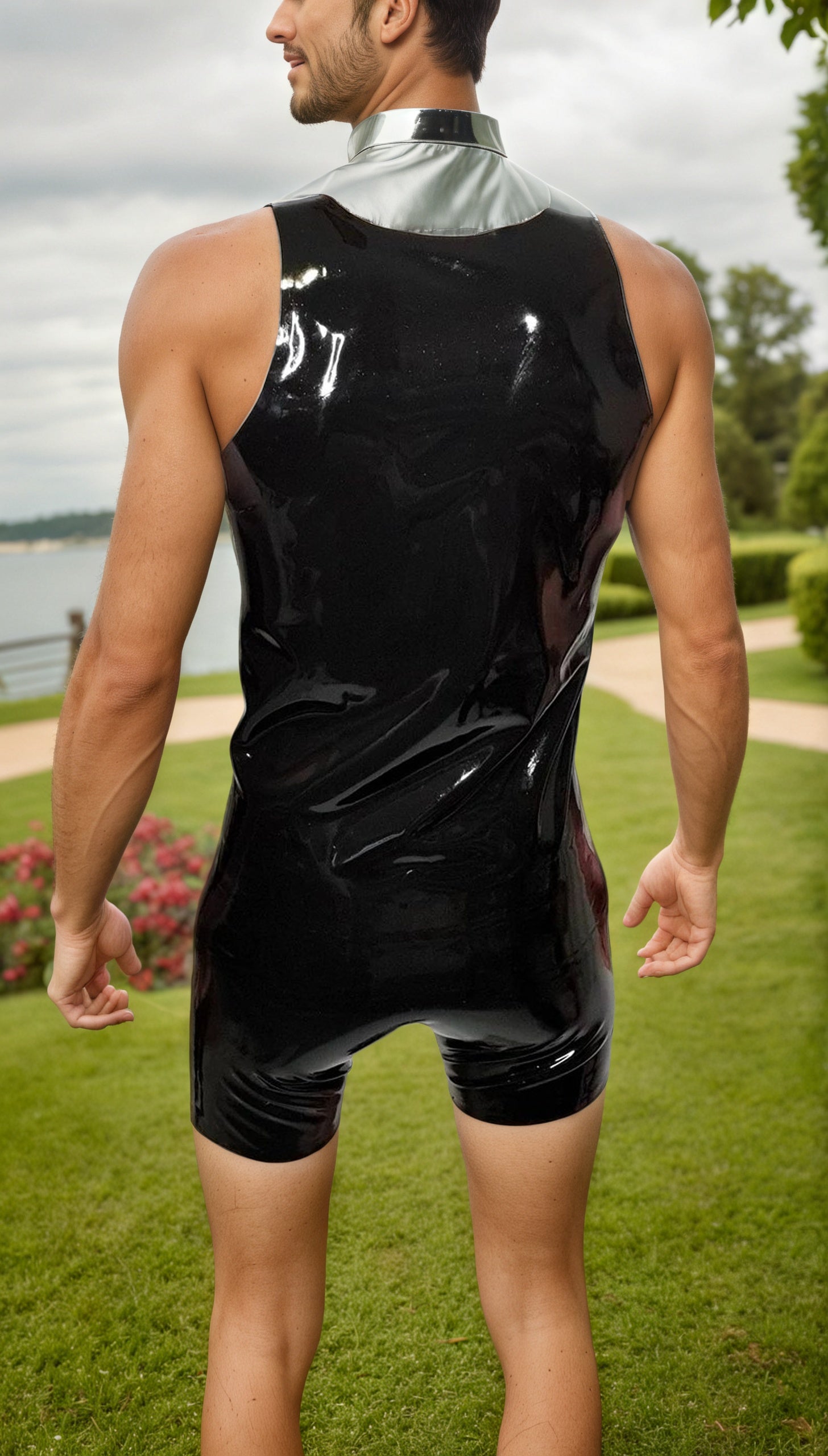 Men Latex Vests Black Sleeveless
